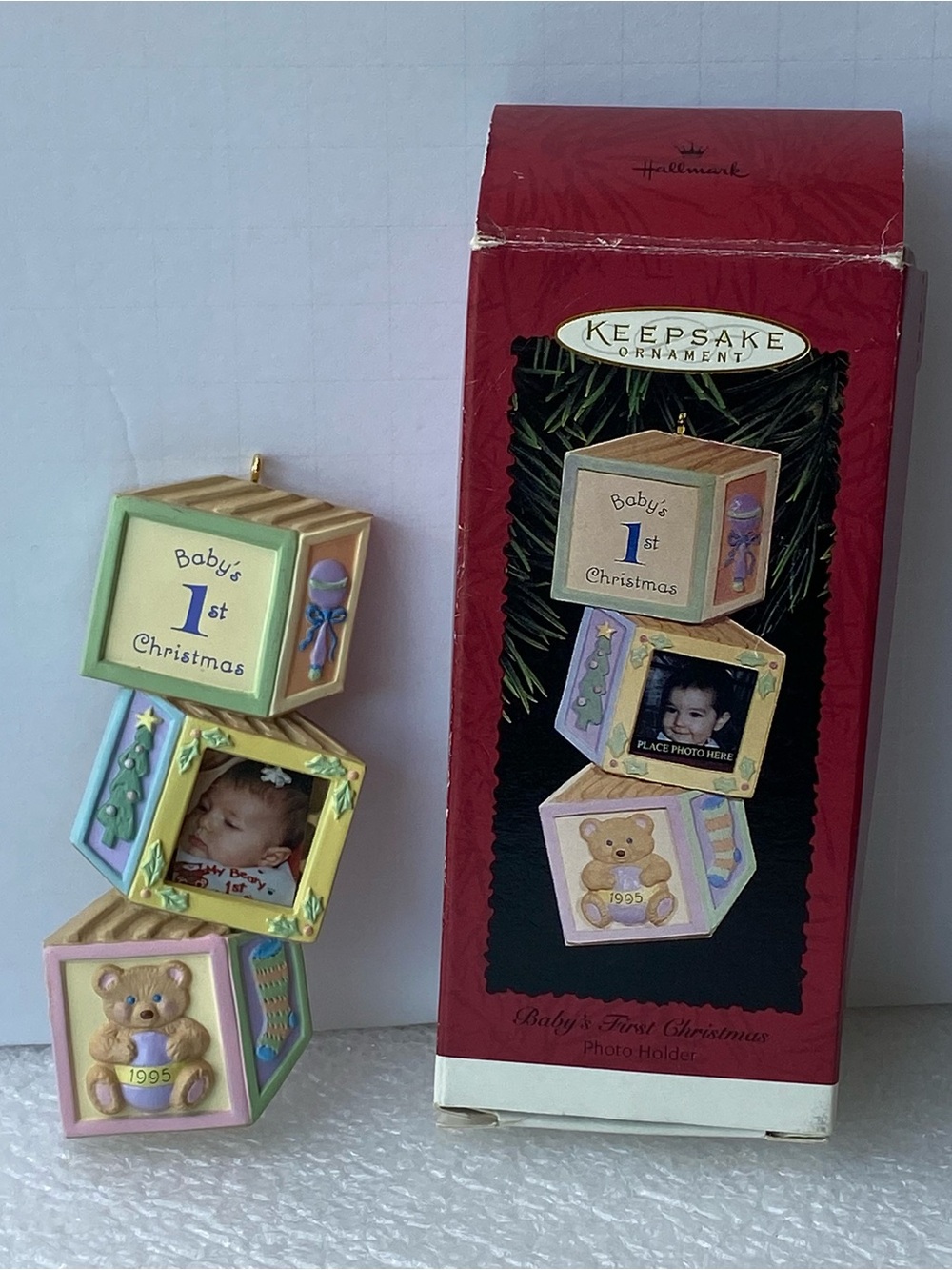 Hallmark Keepsake Baby's 1st Christmas Stacked Blocks Ornament - Pastel